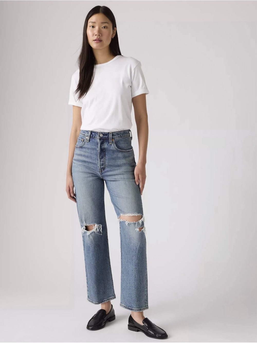 Levi’s Ribcage Straight Leg Ankle Distressed Jeans Size 29